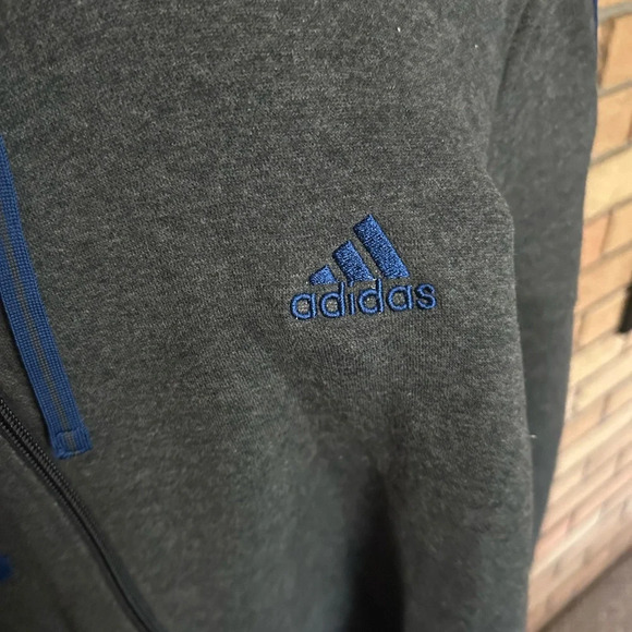 Adidas Men’s Grey & Blue Heavyweight Fleece Full Zip Hoodie Size XLT - Picture 2 of 5